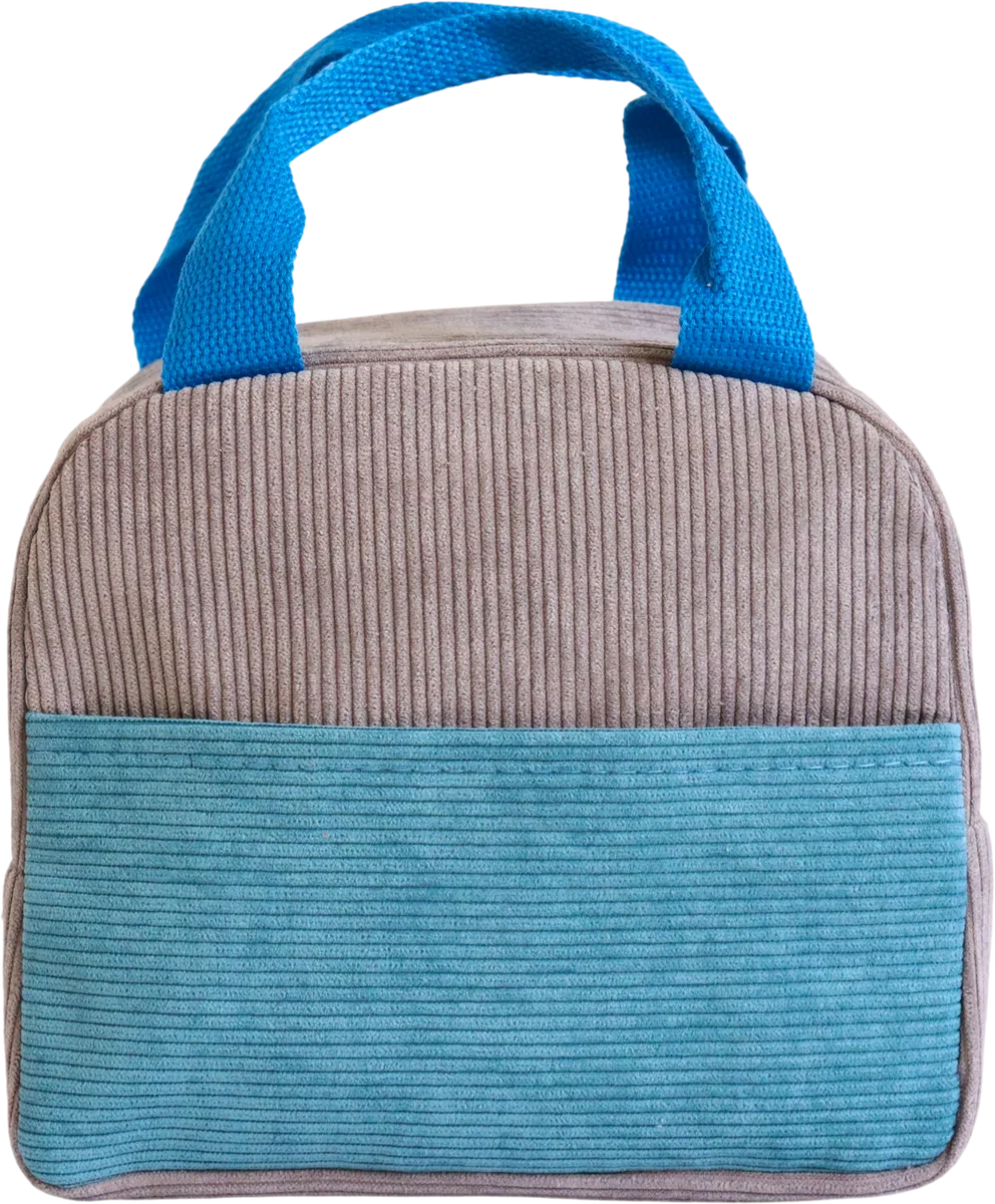 Corduroy lunch bag preview for adding a name and decorative icons
