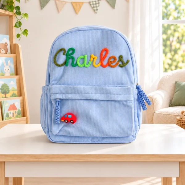 Personalized Toddler Daycare Backpack with Name – Corduroy Bag in Small or Large