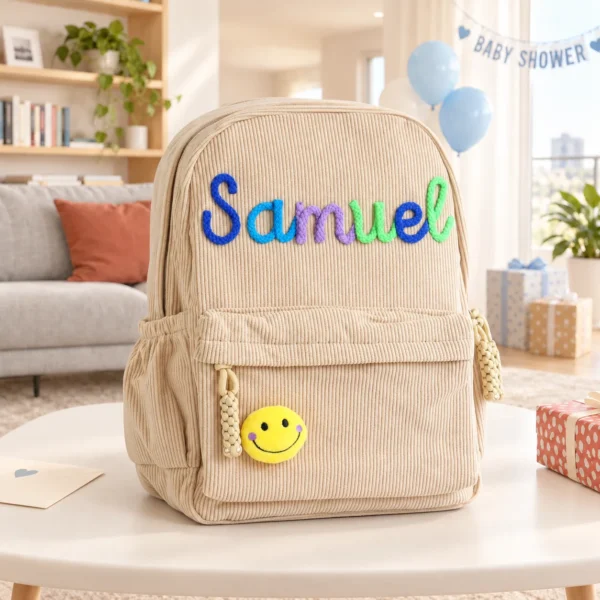 Personalized Kids Corduroy Backpack with Name – Baby Shower Keepsake Gift